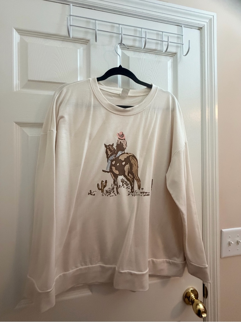 Cream Graphic Sweatshirt with Cowgirl